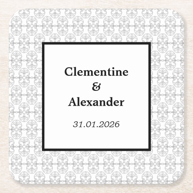 Elegant Black and White Art Deco Style Rechteckiger Pappuntersetzer (Vorderseite)