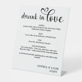 Elegant Black and White Drunk in Love Wedding Menu Sockelschild