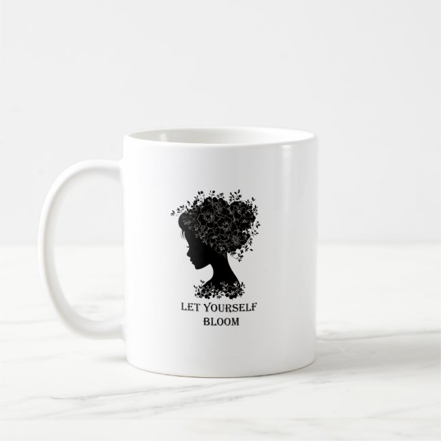 Elegant black-and-white floral silhouette design  kaffeetasse (Links)