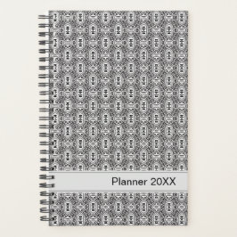 Elegant Black and White Folk Floral Seamless Patte Planer