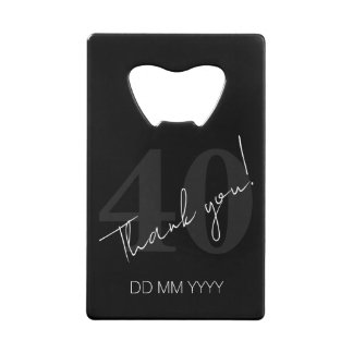 Elegant Black and White Forty 40th Birthday Geldbeutel Flaschenöffner