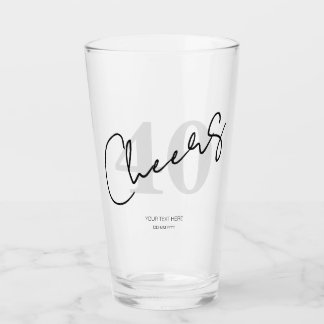 Elegant Black and White Forty 40th Birthday Glas