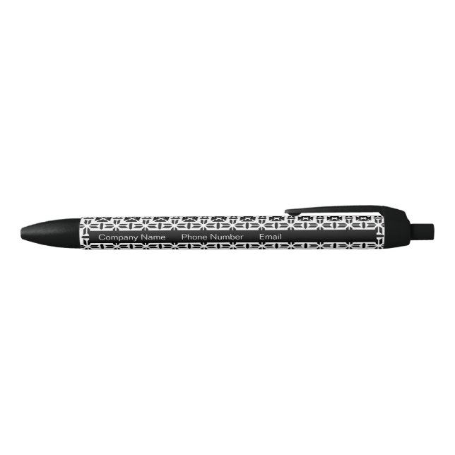 Elegant Black and White Geometric Pattern Kugelschreiber (Oberseite)