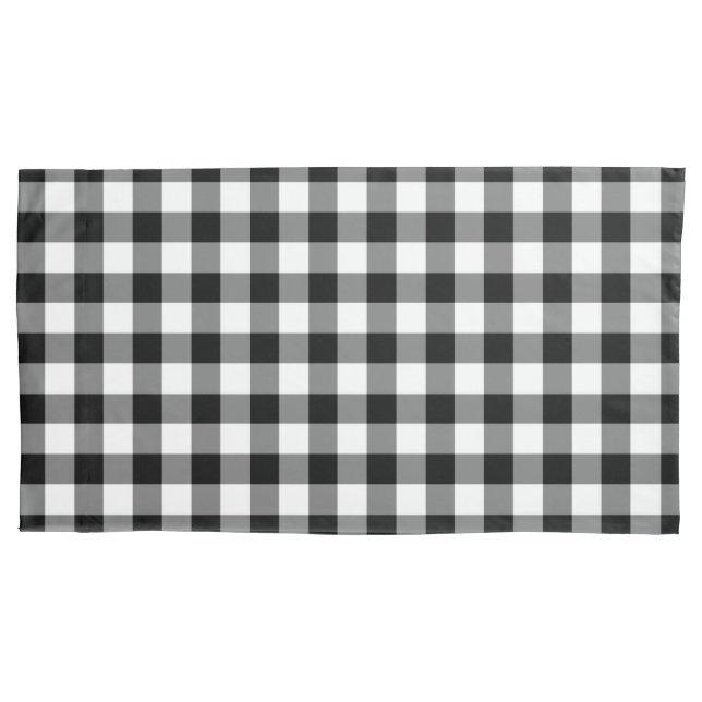 Elegant Black and White Gingham Kissenbezug (Vorderseite-Links)