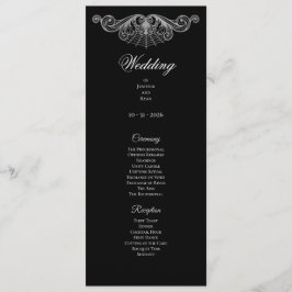 Elegant black and white Gothic Wedding Program Menükarte