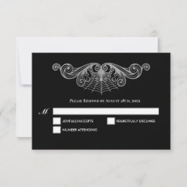 Elegant black and white Gothic Wedding RSVP Card Karte