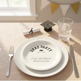 Elegant Black and White Grad Hat Graduation  Pappteller