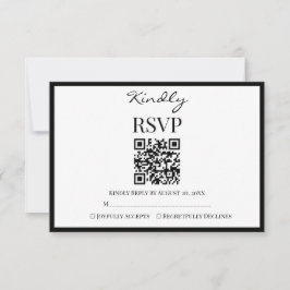 Elegant Black and White Minimalist Wedding RSVP Karte