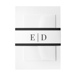 Elegant Black and White Monogram Wedding  Einladungsbanderole