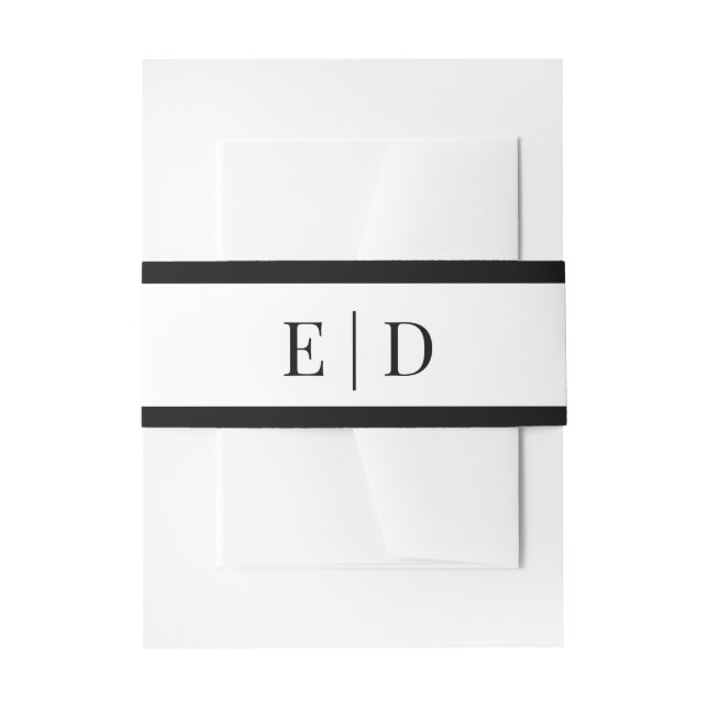 Elegant Black and White Monogram Wedding  Einladungsbanderole (Vorderseite Beispiel)