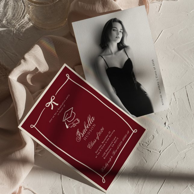 Elegant Black and white photo Graduation Einladung (Von Creator hochgeladen)