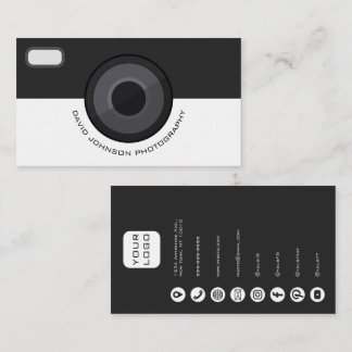 Elegant Black and White Photographer Business Card Visitenkarte
