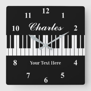 Elegant black and white piano key custom quadratische wanduhr