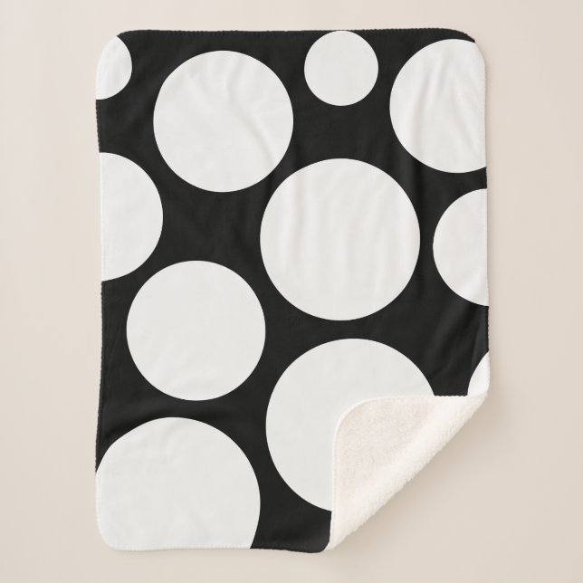 Elegant Black and White Polka Dot Blanket Sherpadecke (Vorderseite)