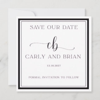 Elegant Black and White Save the Date  Einladung