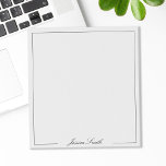 Elegant Black and White Script Monogram Border Notizblock<br><div class="desc">Create your own personalized notepad with elegant script monogram name and border in black and white color.</div>
