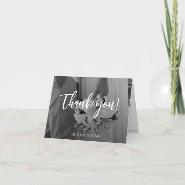 Elegant Black And White Thank You Card Dankeskarte (Vorderseite)
