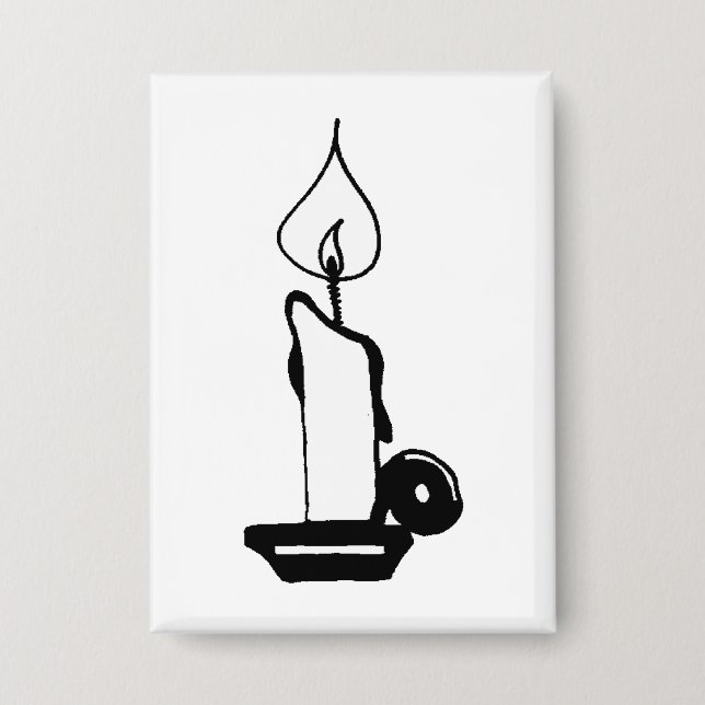 Elegant Black And White Vintage Burning Candle Button (Vorderseite)