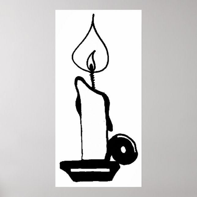 Elegant Black And White Vintage Burning Candle Poster (Vorne)