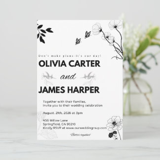 Elegant Black and White Wedding Invitation Einladung