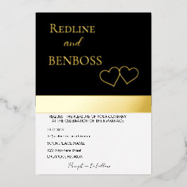 Elegant Black and white Wedding Invitation Gold Folieneinladung