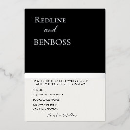 Elegant Black and white Wedding Invitation Silver Folieneinladung