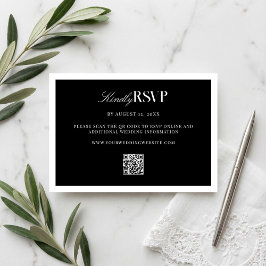 Elegant Black and White Wedding RSVP Karte