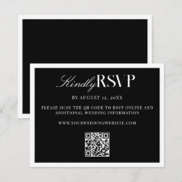 Elegant Black and White Wedding RSVP Karte