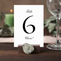 Elegant Black and White Wedding Table Number Sign