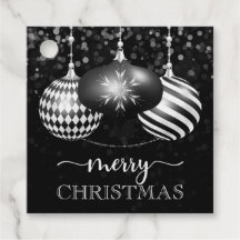 Elegant Black and Whtie Baubles Frohe Weihnachten