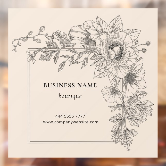 Elegant Black Beige Floral Frame Nail Hair Salon  Fensteraufkleber (Blatt 2)