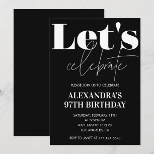 Elegant Black Bold Typografie 97. Geburtstag Einladung