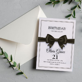 Elegant Black Bow Birthday Invitation Einladung