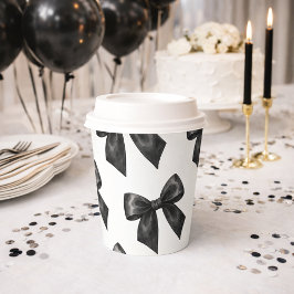 Elegant Black Bow Birthday Pappbecher
