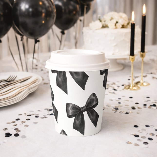 Elegant Black Bow Birthday Pappbecher (Elegant Black Bow Birthday Paper Cups)