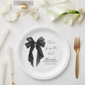 Elegant Black Bow Bridal Shower Pappteller