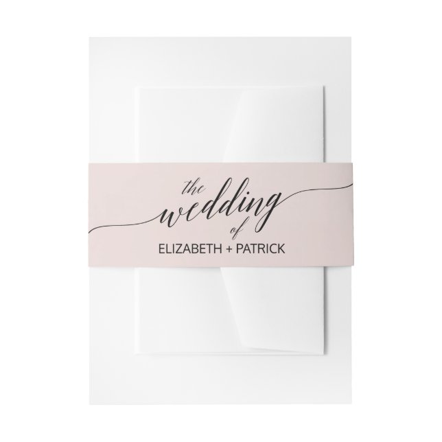 Elegant Black Calligraphy | Blush Pink Bauchband Einladungsbanderole (Vorderseite Beispiel)