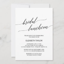Elegant Black Calligraphy Bridal Luncheon
