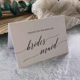 Elegant Black Calligraphy Bridesmaid Dankeskarte