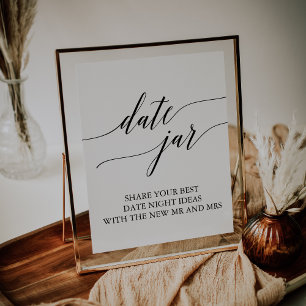 Elegant Black Calligraphy Date Jar Sign Poster