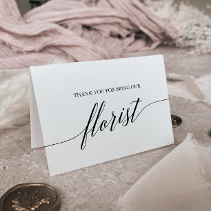 Elegant Black Calligraphy Florist Danke Karte