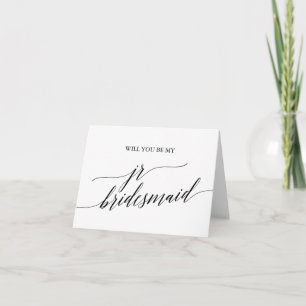 Elegant Black Calligraphy Jr Bridesmaid Vorschlag Karte