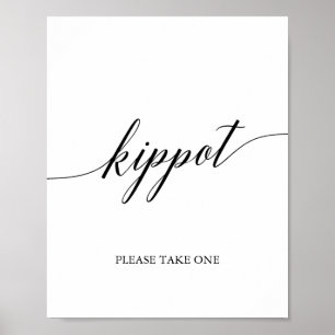 Elegant Black Calligraphy Kippot Poster