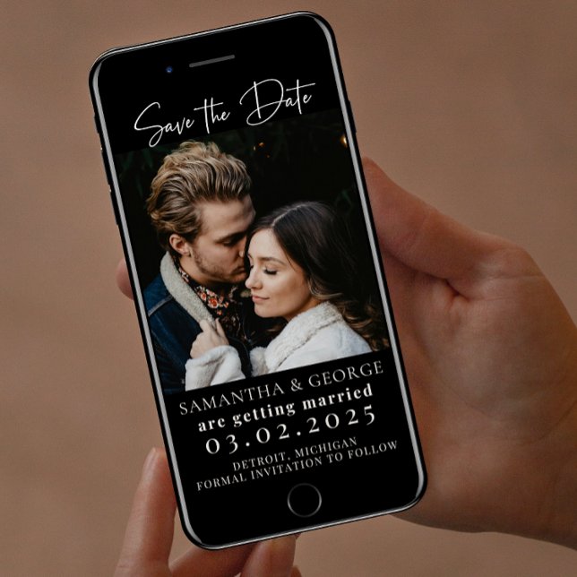 Elegant Black Calligraphy Save the Date Einladung (Von Creator hochgeladen)