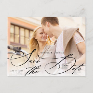 Elegant Black Calligraphy Save the Date Postkarte