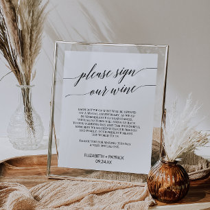 Elegant Black Calligraphy Sign Our Wine Sign Poster