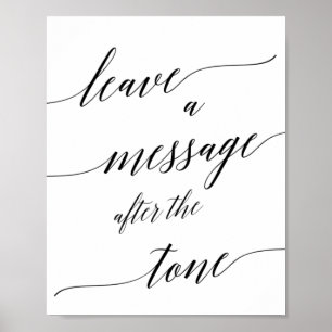 Elegant Black Calligraphy Verlasse ein Meldungszei Poster