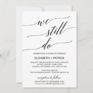 Elegant Black Calligraphy Vow Renewal Einladung