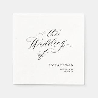 Elegant black calligraphy wedding serviette