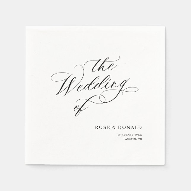 Elegant black calligraphy wedding serviette (Vorderseite)